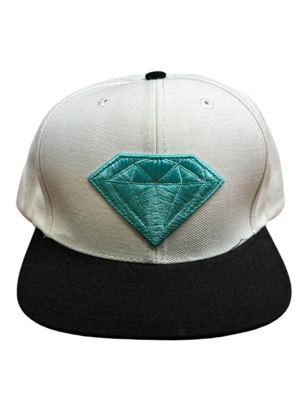 Diamond Supply Co. Emblem Logo Snapback Hat White Black Tiffany Blue OSFM